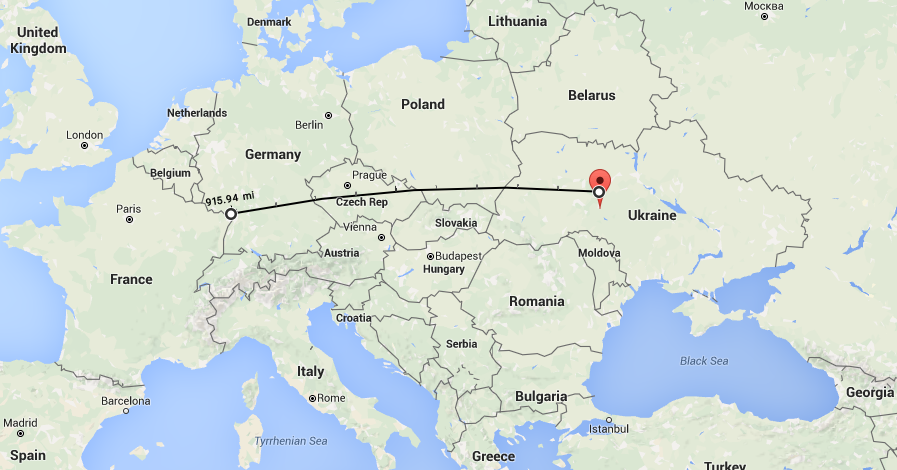 919 miles the distance from Vinnitsa to the French Border